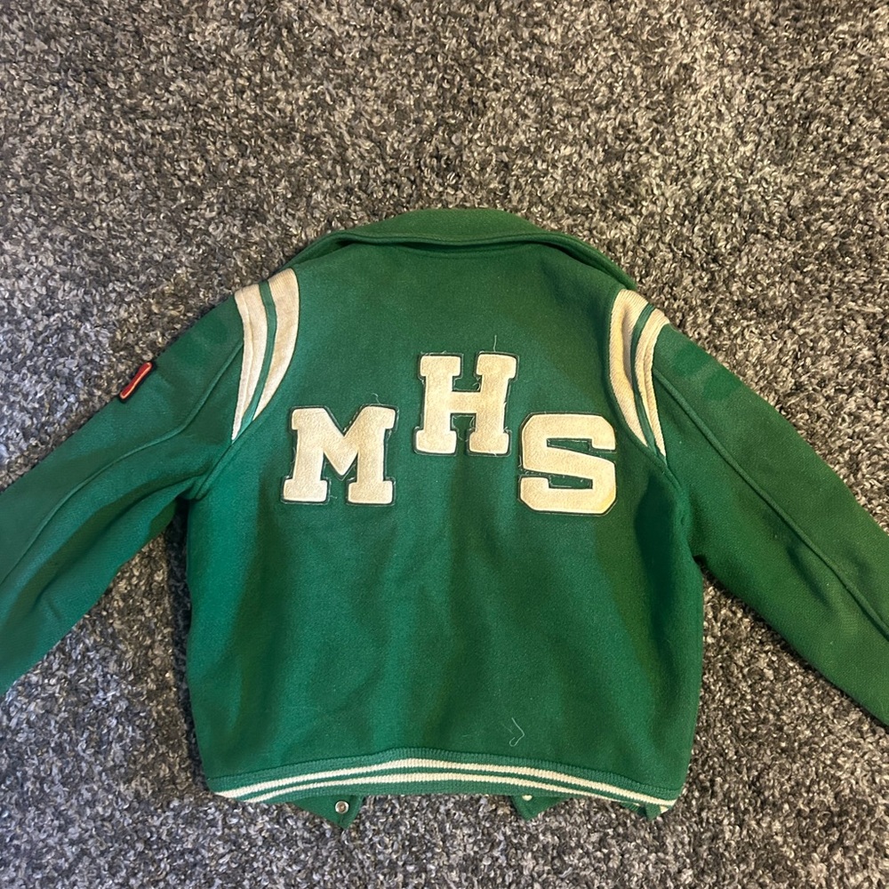 1950’s True Vintage Green Varsity Letterman Jacket MHS Patch Chenille Letters